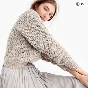 Point Sur Wool Blend Chunky Knit Boxy Sweater Marled Blue Gray